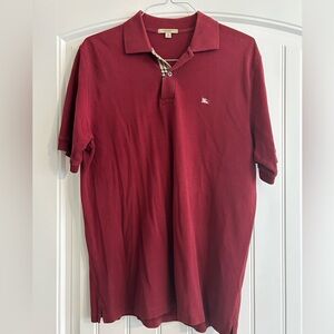 Burgundy Burberry Polo Shirt - Medium